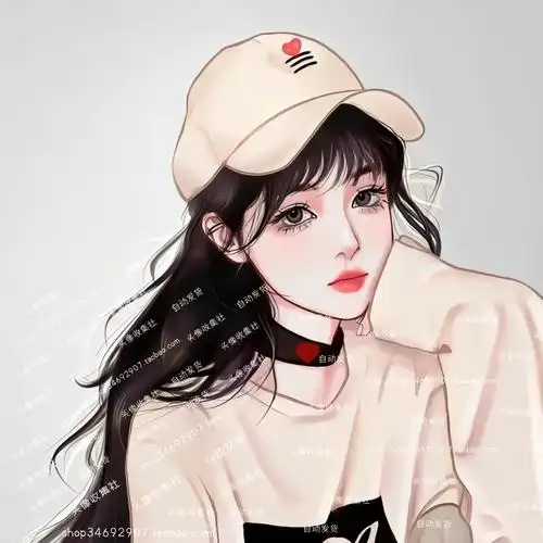头像卡通动漫手绘美女高清戴帽子漂亮女生自动设计素材